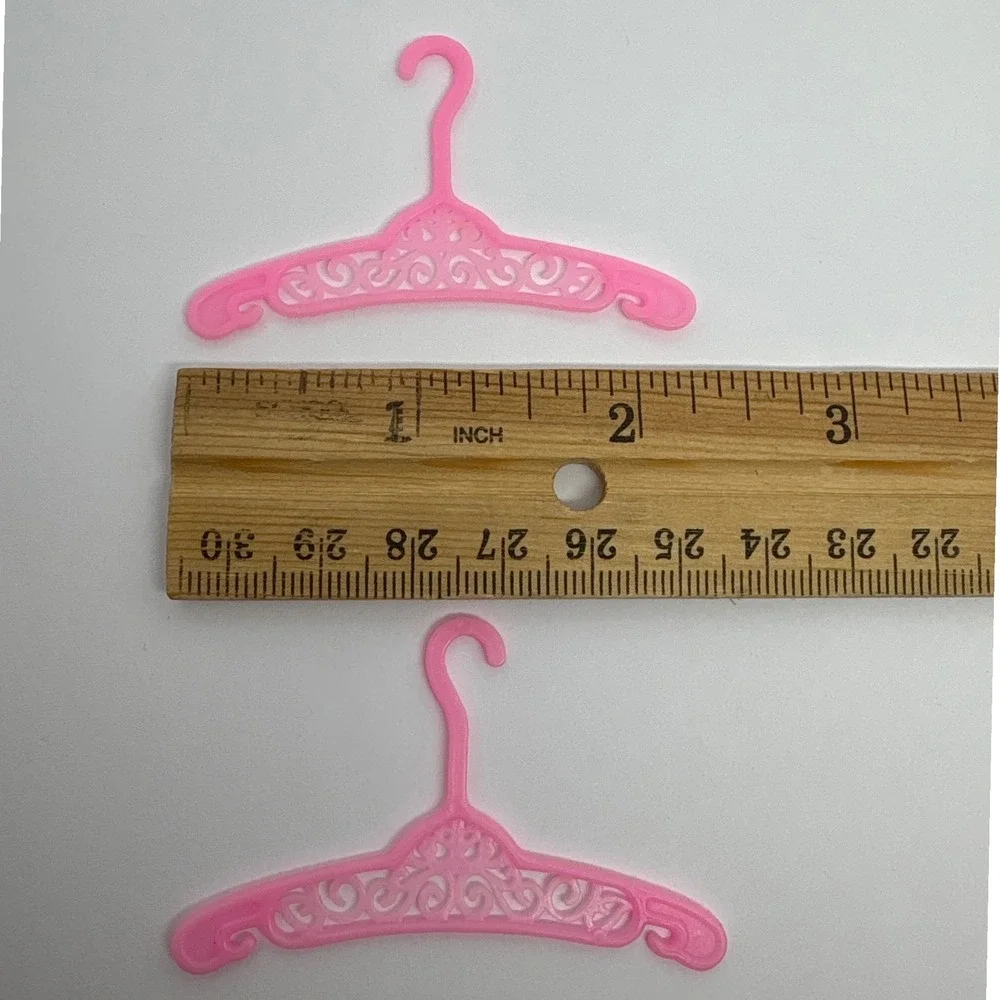 Vintage Barbie Pink Doll Clothes Hangers Lot of‎ 2 Miniature Toy Hangers